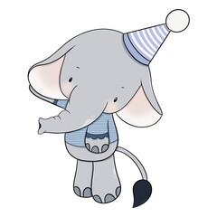 Cute elephant cartoon design character 
