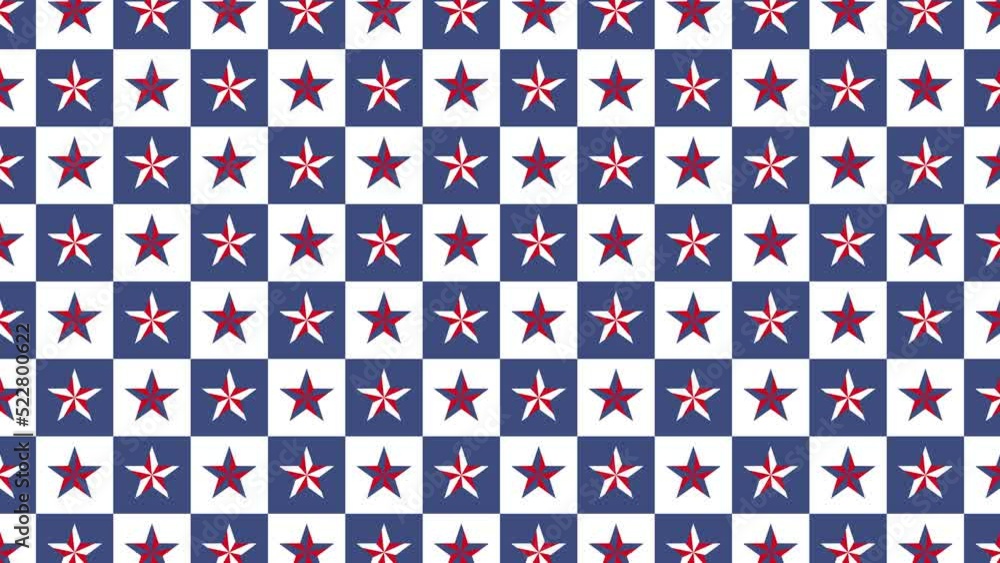 Aufkleber grid with animated stars in various colors. trendy animated seamless loop with a patriotic theme. fo