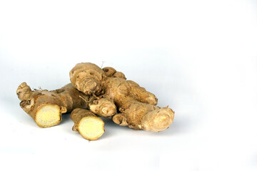 View of isolated ginger against white background