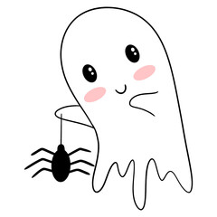 Cute ghost halloween cartoon character 