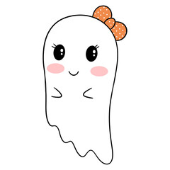Cute ghost halloween cartoon character 