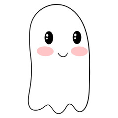 Cute ghost halloween cartoon character 