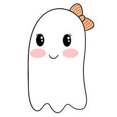 Cute ghost halloween cartoon character 