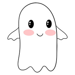Cute ghost halloween cartoon character 