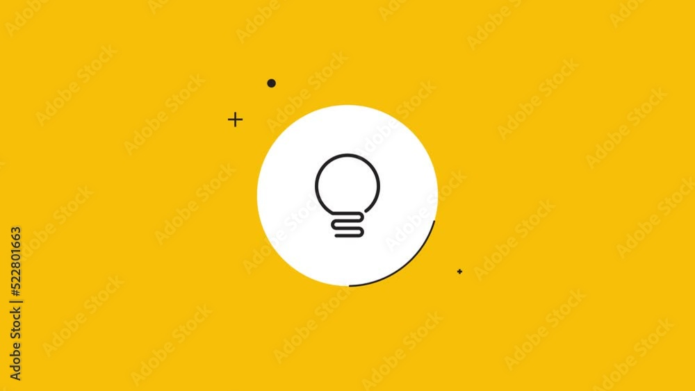 Aufkleber thin line lightbulb icon in white circle on a yellow background. seamless loop dynamic symbol rollin