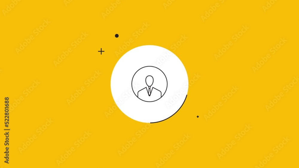 Aufkleber human profile icon in white circle on a yellow background. seamless loop dynamic symbol rolling in t