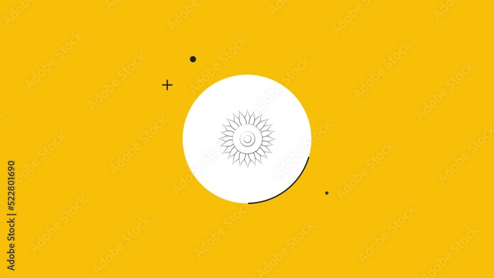 Aufkleber sunflower icon in white circle on a yellow background. seamless loop dynamic symbol rolling in the c