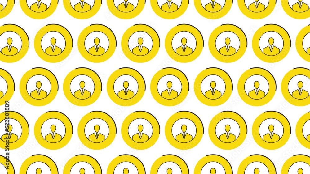 Aufkleber human profile symbols in pattern on a white background. seamless loop dynamic pattern with regular s