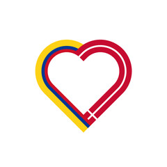 unity concept. heart ribbon icon of colombia and denmark flags. vector illustration isolated on white background