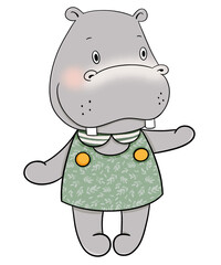 Cute hippo cartoon design character 