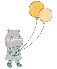 Cute hippo cartoon design character 