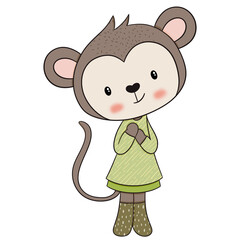 Cute monkey cartoon design character 