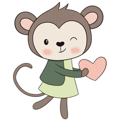 Cute monkey cartoon design character 