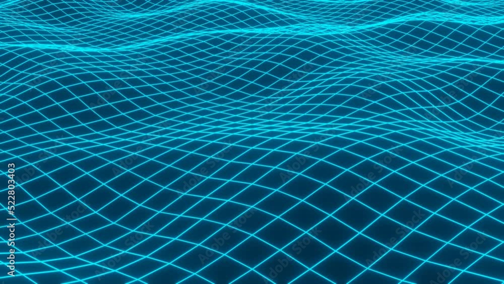 Aufkleber seamless loop abstract background with neon glowing grid. futuristic glowing surface as a landscape 