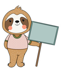 Cute sloth cartoon design character 