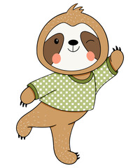 Cute sloth cartoon design character 