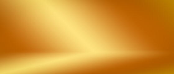 A golden room with an empty space and a ray of light. Banner for advertising