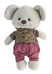 Cutout of an isolated generic soft stuffed toy teddy bear with the transparent png background