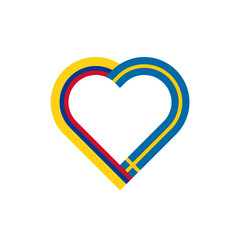 unity concept. heart ribbon icon of colombia and sweden flags. vector illustration isolated on white background