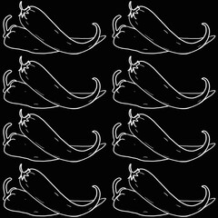 Fresh vegetables, hot pepper. Hand-drawn illustration with vegetables. A farmer's market product. A great healthy food design template with vegetables drawn in chalk on a blackboard. Great for menu de