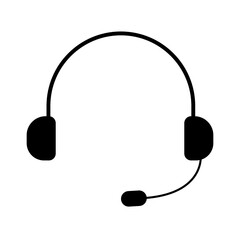 Headphone with mic icon on white background. Symbol for website, computer, mobile and customer service. Vector illustration. EPS 10.