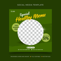 Food menu healthy for social media banner template