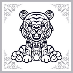 Tiger zentangle arts isolated on white background