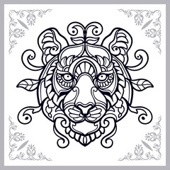 Tiger zentangle arts isolated on white background