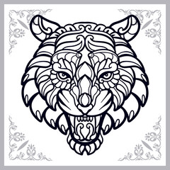 Tiger zentangle arts isolated on white background
