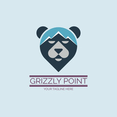 Grizzly point map mountain logo template design for brand or company and other