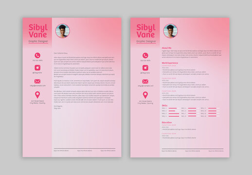 Pink Gradient Resume Layout