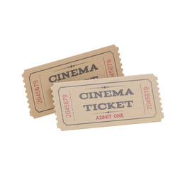 Fototapeta premium Two Realistic Vintage retro cinema tickets for concept design