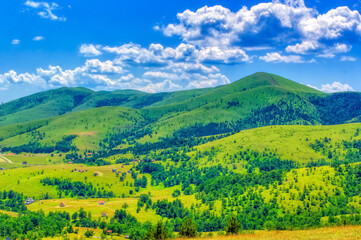 Mountain landscape during summer day in Zlatibor, Serbia.