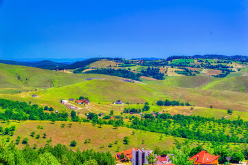 Mountain landscape during summer day in Zlatibor, Serbia.