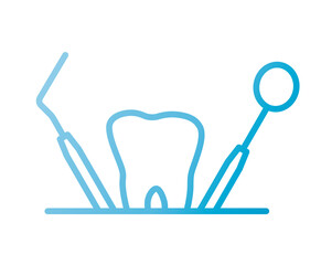 teeth with dentist tools, dental clinic icon- vector illustration