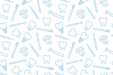 dental pattern, toothbrush, implant, tooth, bracket, dentist tools outline icons- vector illustration - 522808641