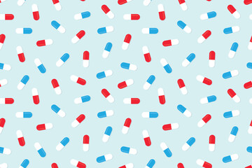 medical seamless pattern with pills capsules- vector illustration