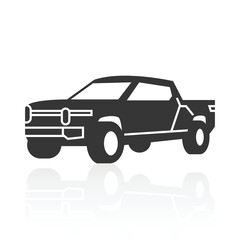 solid icons for Pickup truck and shadow,vector illustrations