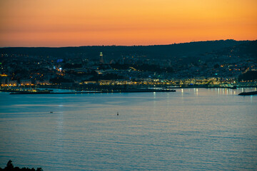 Fototapeta na wymiar View over Tangier skyline at night, Morocco.