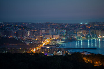 Fototapeta na wymiar View over Tangier skyline at night, Morocco.
