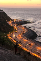 Tangier at night. Street by the sea in Tangiers, Morocco
