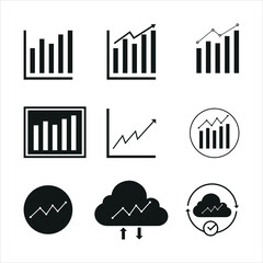 Data analytics icon set on white background