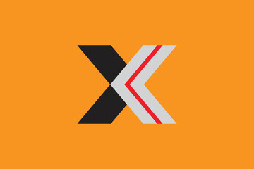 X letter logo design vector on orange background.