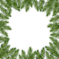 Christmas frame from fir tree branches