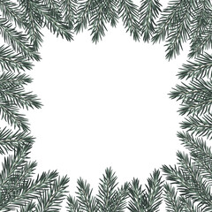 Christmas frame from fir tree branches