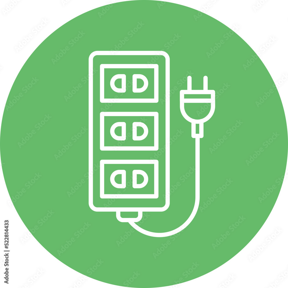 Poster extension cord line two color icon