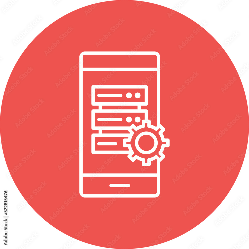 Poster smartphone database line two color icon