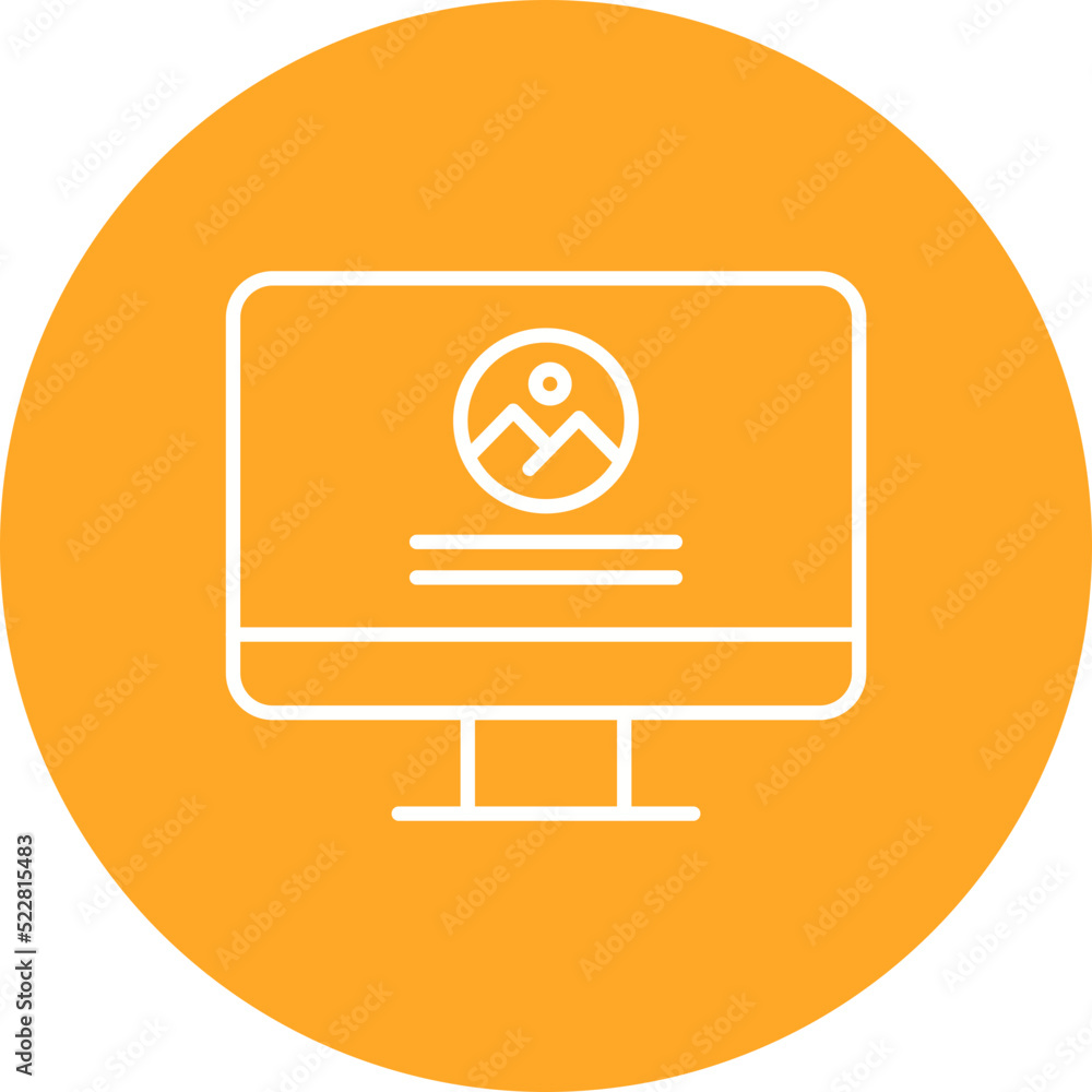 Poster computer website line two color icon