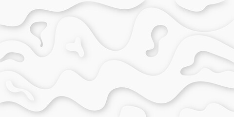 Abstract paper cut white background with wavy layers and shadow. Abstracts Luxury white and gray 3d paper cut background vector illustration. 