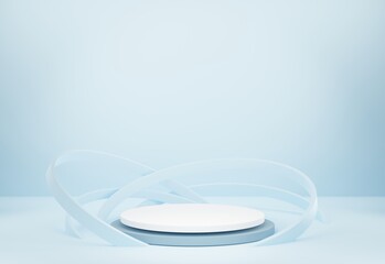 Podium display for modern luxury cosmetic or healthcare product presentation with light background, 3d render, 3D illustration	